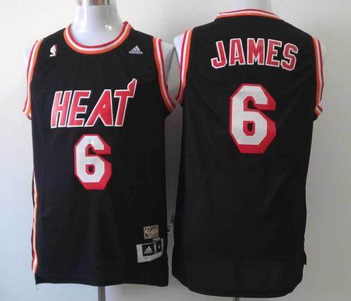 Heat #6 LeBron James Black Hardwood Classics Nights Stitched NBA Jersey