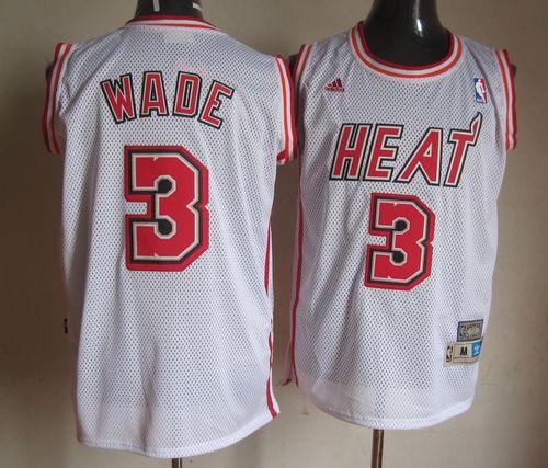 Heat #3 Dwyane Wade White Swingman Throwback Stitched NBA Jersey