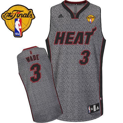 Heat #3 Dwyane Wade Grey Static Fashion Finals Patch Stitched NBA Jersey