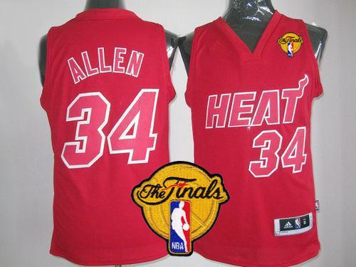 Heat #34 Ray Allen Red Big Color Fashion Finals Patch Stitched NBA Jersey