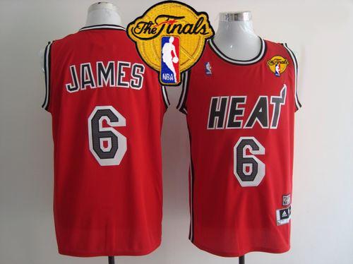 Heat #6 LeBron James Red Hardwood Classics Nights Finals Patch Stitched NBA Jersey