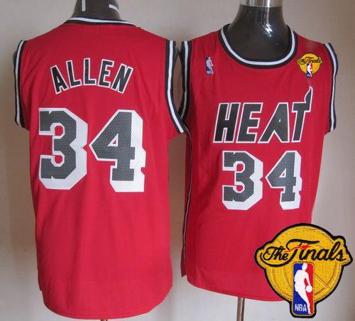 Heat #34 Ray Allen Red Hardwood Classics Nights Finals Patch Stitched NBA Jersey