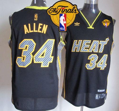 Heat #34 Ray Allen Black Electricity Fashion Finals Patch Stitched NBA Jersey