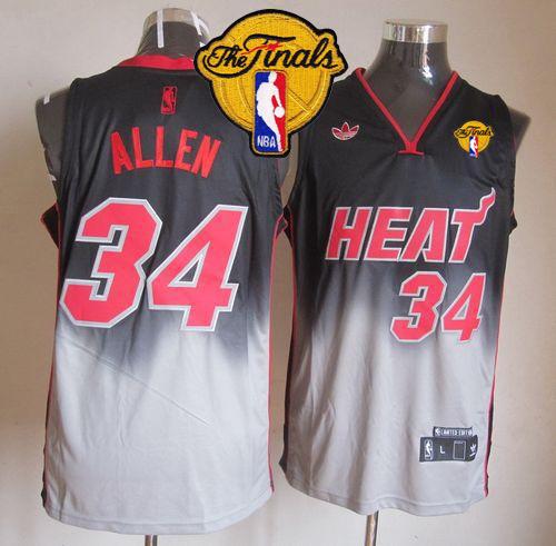 Heat #34 Ray Allen Black/Grey Fadeaway Fashion Finals Patch Stitched NBA Jersey