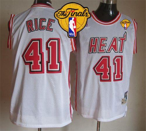 Heat #41 Glen Rice White Throwback Finals Patch Stitched NBA Jersey