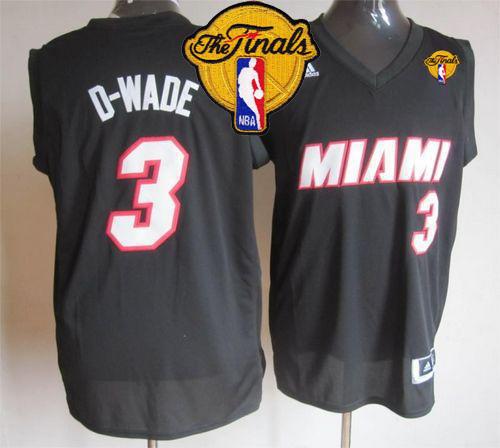 Heat #3 Dwyane Wade Black D WADE Fashion Finals Patch Stitched NBA Jersey