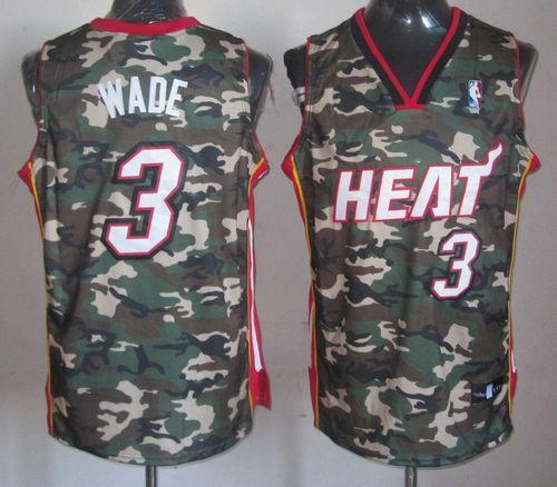 Heat #3 Dwyane Wade Camo Stealth Collection Stitched NBA Jersey
