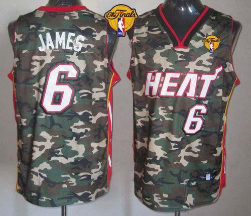Heat #6 LeBron James Camo Stealth Collection Finals Patch Stitched NBA Jersey