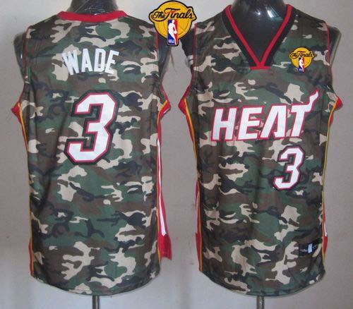 Heat #3 Dwyane Wade Camo Stealth Collection Finals Patch Stitched NBA Jersey