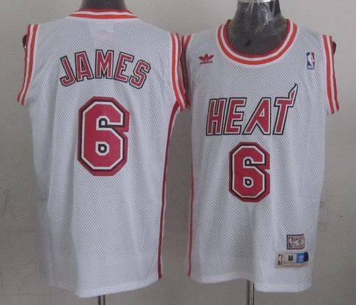 Heat #6 LeBron James White Swingman Throwback Stitched NBA Jersey