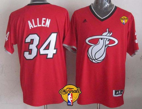 Heat #34 Ray Allen Red 2013 Christmas Day Swingman Finals Patch Stitched NBA Jersey