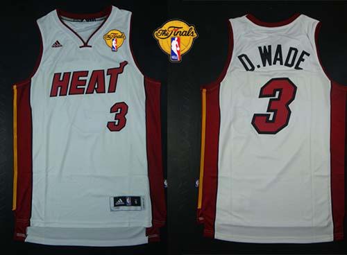 Heat #3 Dwyane Wade White Nickname D.WADE Finals Patch Stitched NBA Jersey