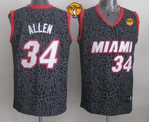 Heat #34 Ray Allen Black Crazy Light Finals Patch Stitched NBA Jersey
