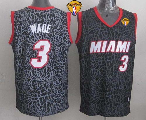 Heat #3 Dwyane Wade Black Crazy Light Finals Patch Stitched NBA Jersey