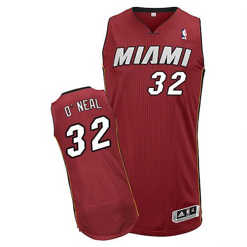 Heat #32 Shaquille O'Neal Red Throwback Stitched NBA Jersey