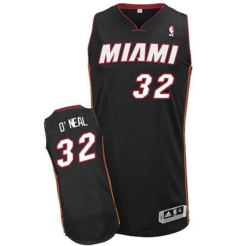 Heat #32 Shaquille O'Neal Black Throwback Stitched NBA Jersey