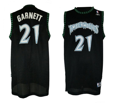 Timberwolves #21 Retro Garnett Black Throwback Stitched NBA Jersey