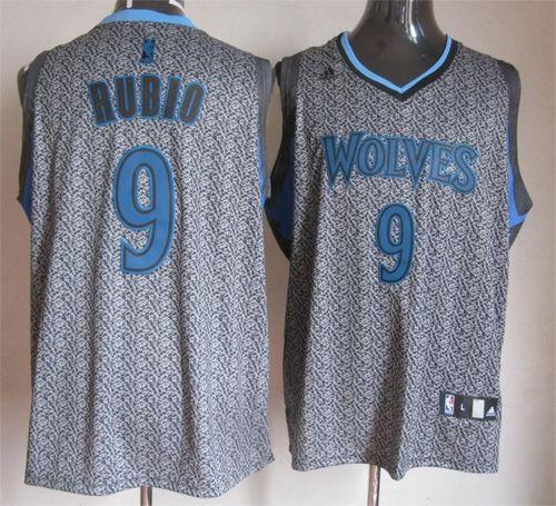 Timberwolves #9 Ricky Rubio Grey Static Fashion Stitched NBA Jersey