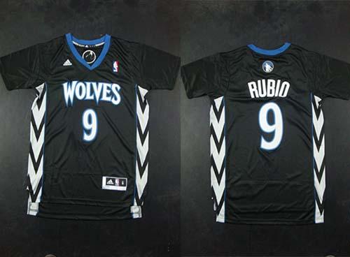 Timberwolves #9 Ricky Rubio Black Alternate Stitched NBA Jersey