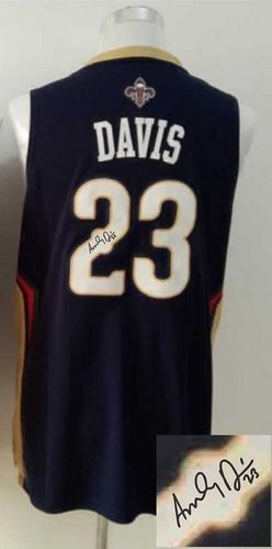 Revolution 30 Autographed Pelicans #23 Anthony Davis Navy Stitched NBA Jersey