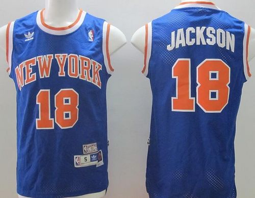 Knicks #18 Phil Jackson Blue Throwback Stitched NBA Jersey