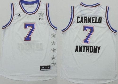 Knicks #7 Carmelo Anthony White 2015 All Star Stitched NBA Jersey