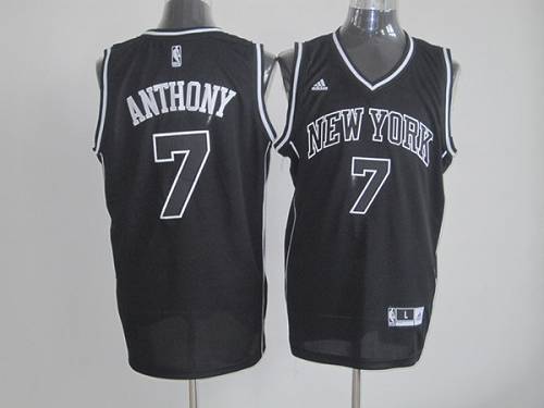 Knicks #7 Carmelo Anthony Black Shadow Stitched NBA Jersey