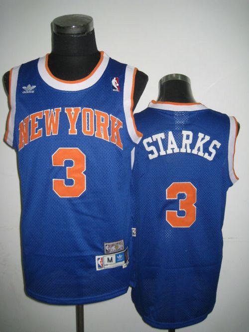 Knicks #3 John Starks Blue Throwback Stitched NBA Jersey