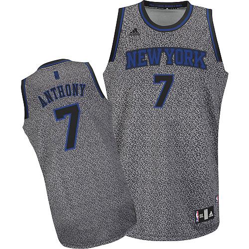 Knicks #7 Carmelo Anthony Grey Static Fashion Stitched NBA Jersey