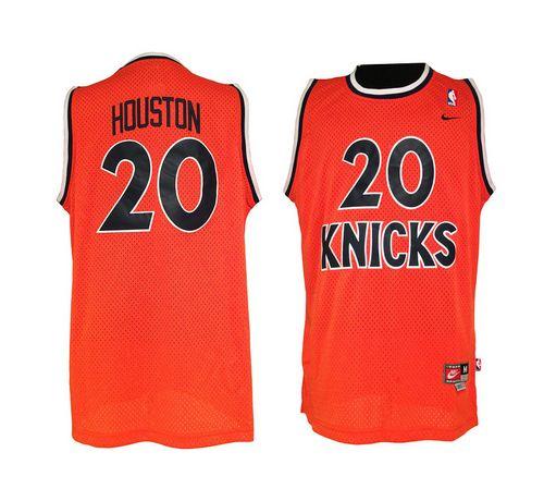  Knicks #20 Allan Houston Orange Throwback Stitched NBA Jersey