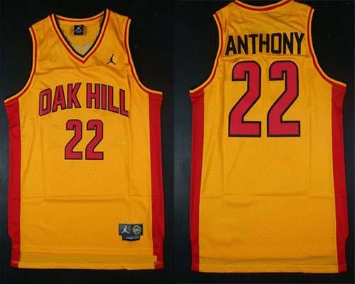 Knicks #22 Carmelo Anthony Gold Oak Hill Academy High School Stitched NBA Jersey