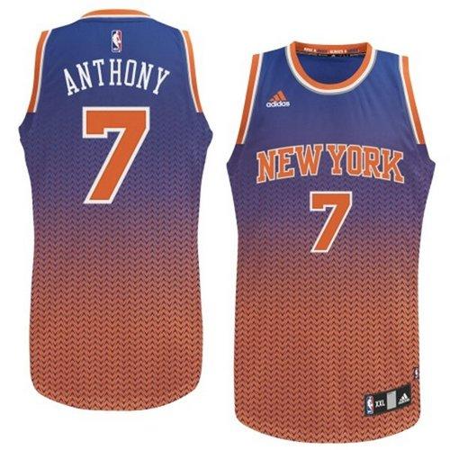 Knicks #7 Carmelo Anthony Blue Resonate Fashion Swingman Stitched NBA Jersey