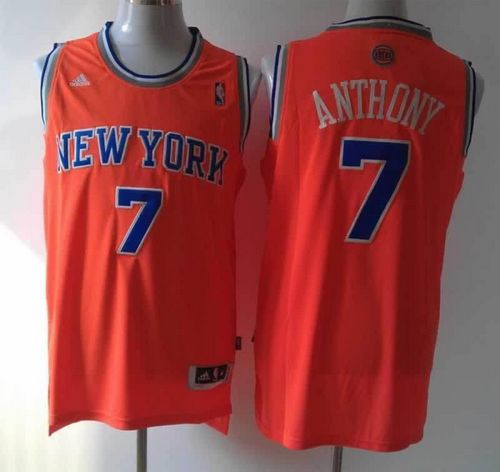 Revolution 30 Knicks #7 Carmelo Anthony Orange Alternate Stitched NBA Jersey