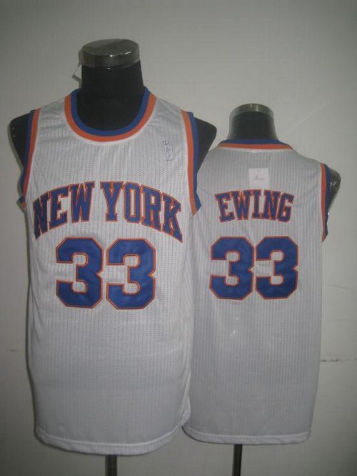 Knicks #33 Patrick Ewing White Throwback Stitched NBA Jersey