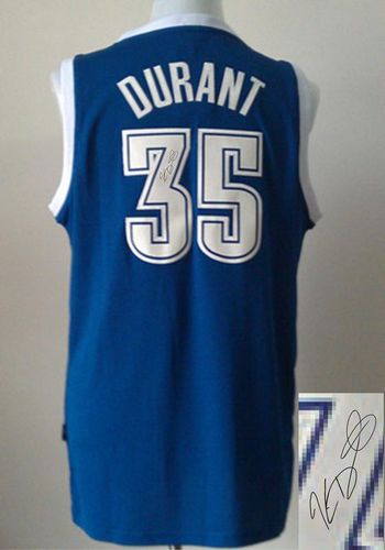 Revolution 30 Autographed Thunder #35 Kevin Durant Blue Alternate Stitched NBA Jersey