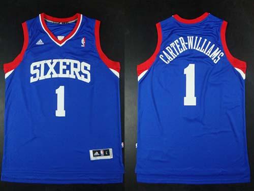 Revolution 30 76ers #1 Michael Carter Williams Blue Road Stitched NBA Jersey