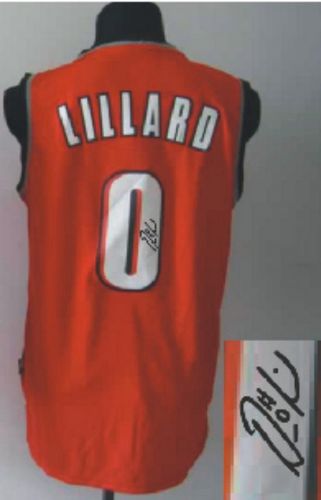 Revolution 30 Autographed Blazers #0 Damian Lillard Red Stitched NBA Jersey