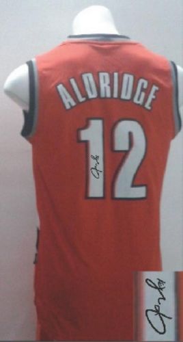 Revolution 30 Autographed Blazers #12 Lamarcus Aldridge Red Stitched NBA Jersey
