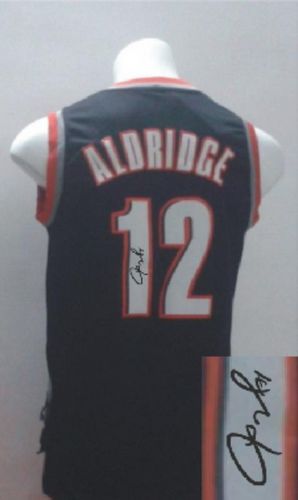 Revolution 30 Autographed Blazers #12 Lamarcus Aldridge Black Stitched NBA Jersey