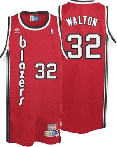 Blazers #32 Bill Walton Red Throwback Stitched NBA Jersey
