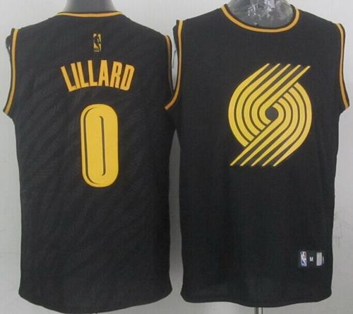 Blazers #0 Damian Lillard Black Precious Metals Fashion Stitched NBA Jersey