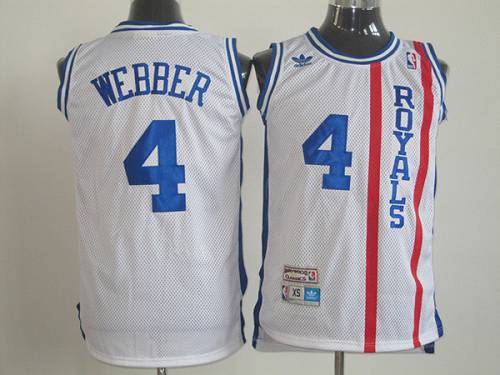 Kings #4 Chris Webber White Throwback Stitched NBA Jersey