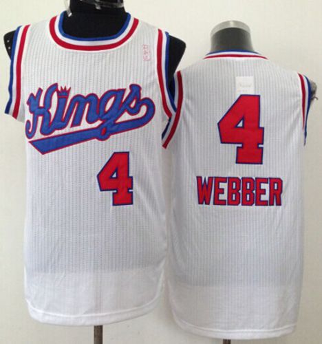 Kings #4 Chris Webber White New Throwback Stitched NBA Jersey
