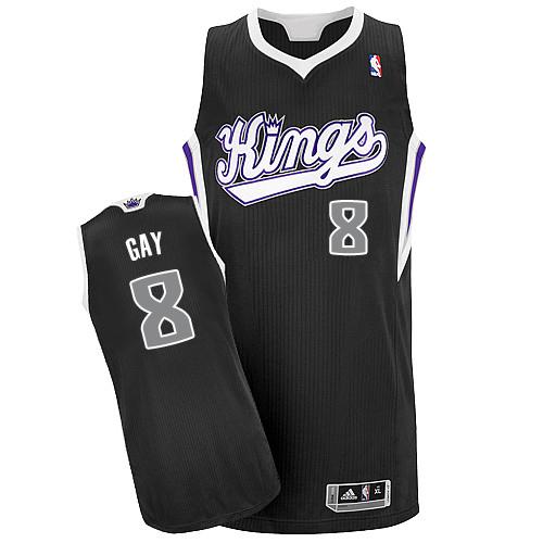 Kings #8 Rudy Gay Black Revolution 30 Stitched NBA Jersey