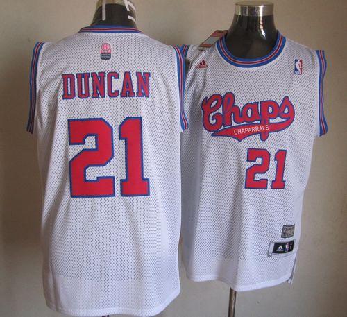 Spurs #21 Tim Duncan White ABA Hardwood Classic Stitched NBA Jersey