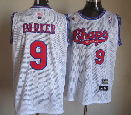 Spurs #9 Tony Parker White ABA Hardwood Classic Stitched NBA Jersey