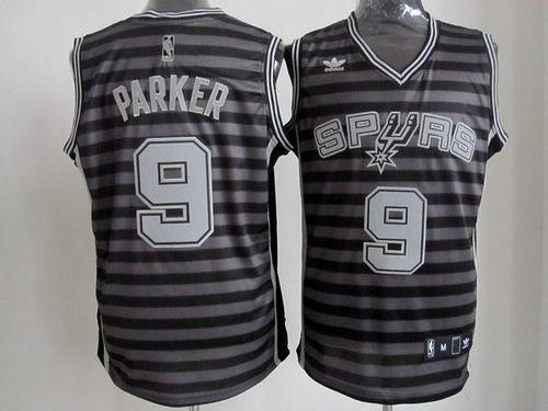 Spurs #9 Tony Parker Black/Grey Groove Stitched NBA Jersey