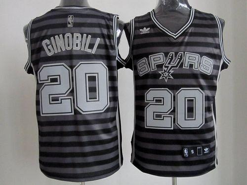 Spurs #20 Manu Ginobili Black/Grey Groove Stitched NBA Jersey