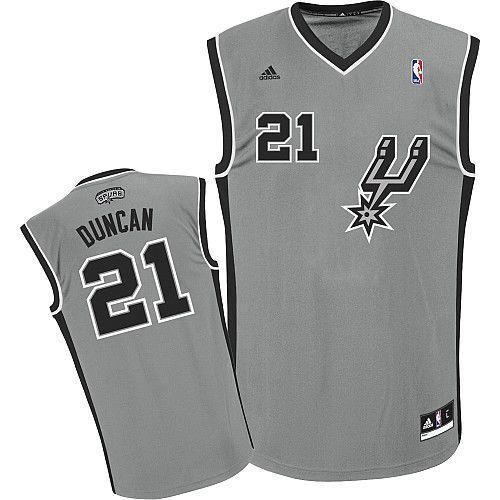 Spurs #21 Tim Duncan Grey Alternate Stitched NBA Jersey