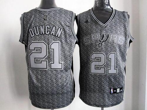Spurs #21 Tim Duncan Grey Static Fashion Stitched NBA Jersey